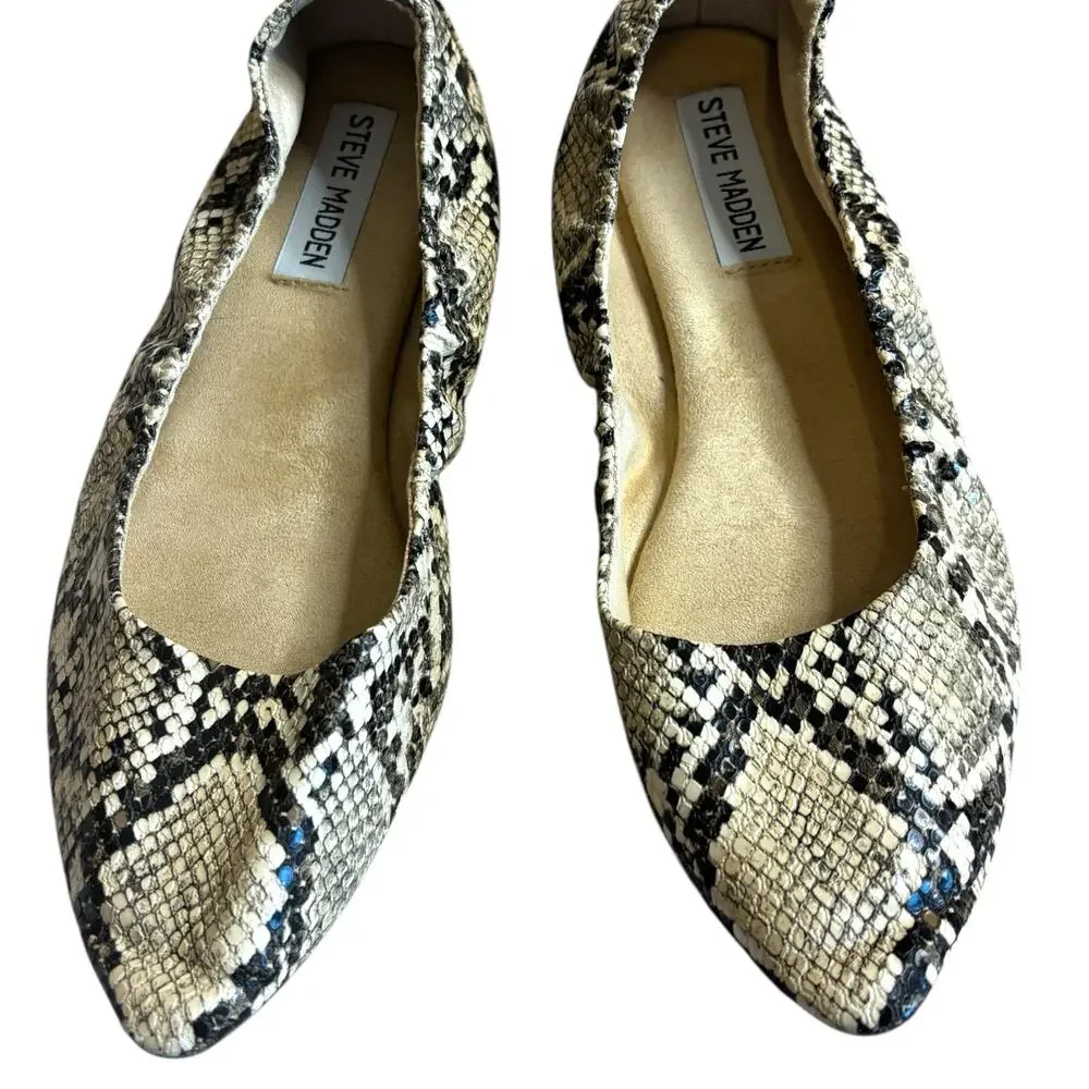 Steve Madden Snakeskin Pointed Toe Flats Size 8 Loafer Ballet Shoes